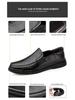 Men's 2025 New Genuine Leather Slip-On Casual Black Shoes - Breathable and Business-Ready