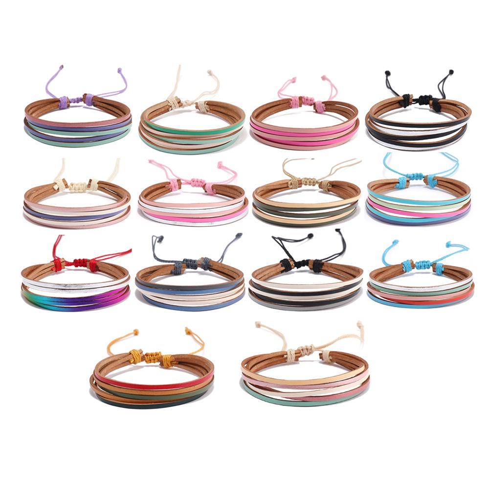 Stylish Leather Rope Bracelet Bohemian Chic Jewelry For Women Unique Geometric Shape Handcrafted