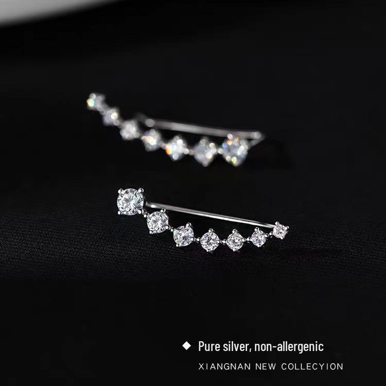 925 Sterling Silver Zircon Stud Earrings - 2023 Women's Autumn/Winter High-End Style
