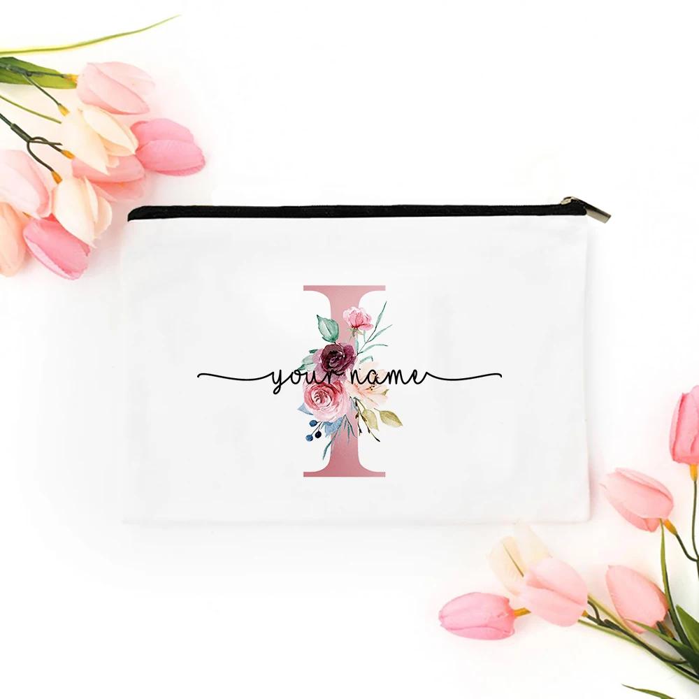 Personalized Makeup Bag Bridesmaid Cosmetic Bags Pouch Gifts for Her Custom Initial Make-up Toiletry Bag Bridesmaid Proposal