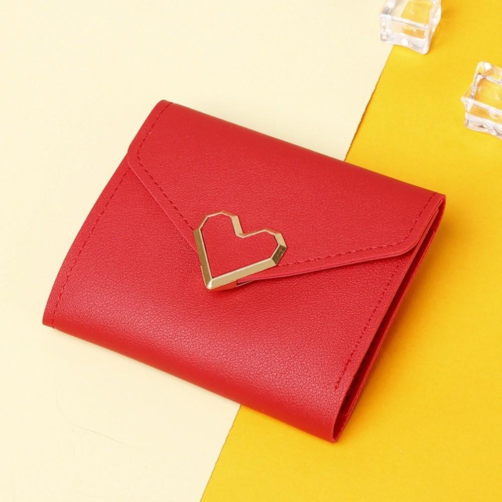 

New Heart Shaped Women Short Wallet Three Fold Large Capacity Mini Coin Purse Portable Clutch Card Holder Women Use
