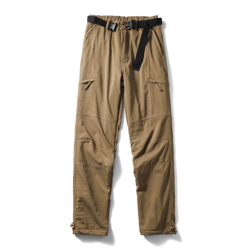 Pants Male Fall and Winter Fleece-lined Thickened American Retro Functional Straight Cargo Pants Export Cattle Goods Abrasion Resistant Climbing Pants Khaki M
