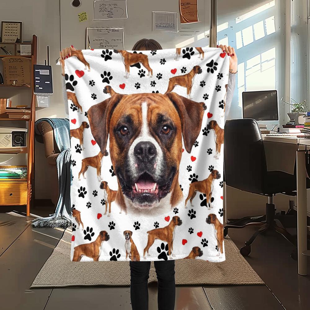 1PC Cute Pet Puppy Print Flannel Blanket, High quality All Seasons, Home Decor, Warmth and Comfort, Perfect for Christmas Gifts