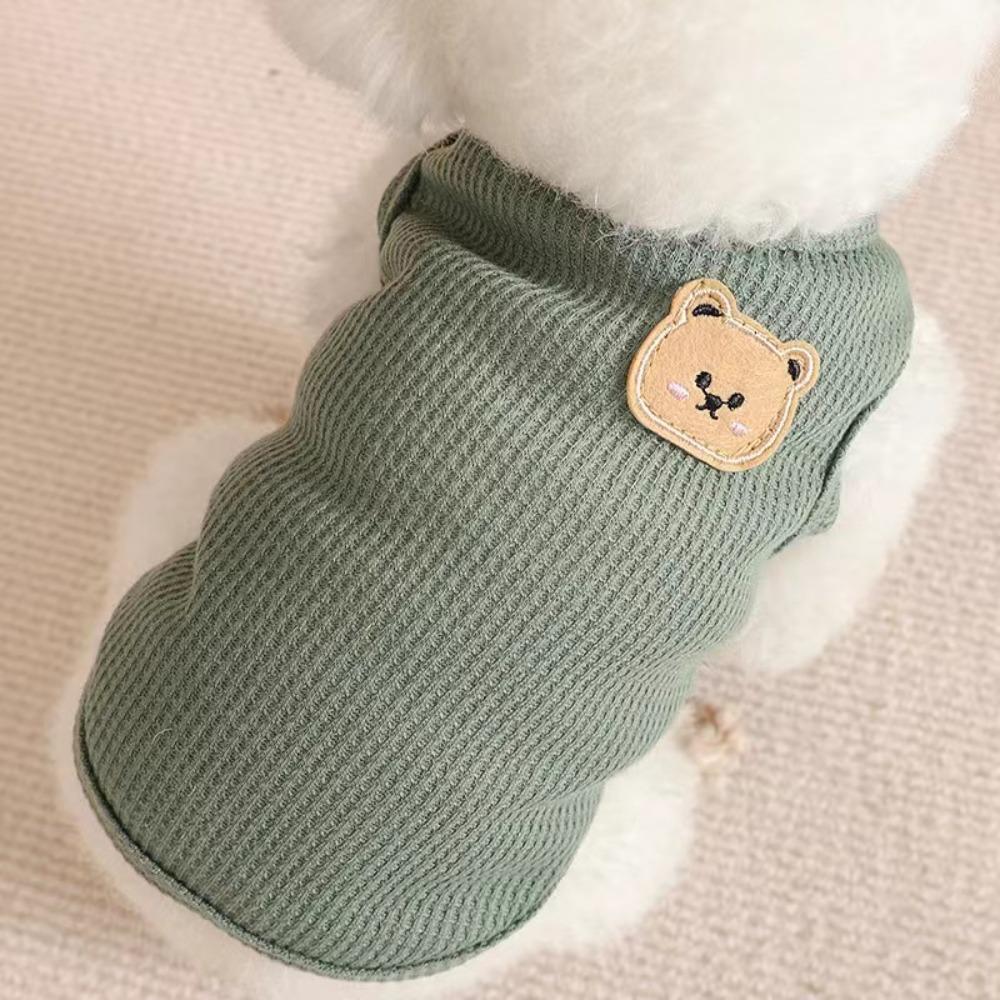 

Waffle Dog Clothes Breathable Dog T-shirt Summer Cool Pet Cat Clothing L зелений