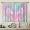 2PCS Pink Green Unicorn Curtain with Pole Bag Design   Protecting Privacy   Suitable for Various Decorative Scenes