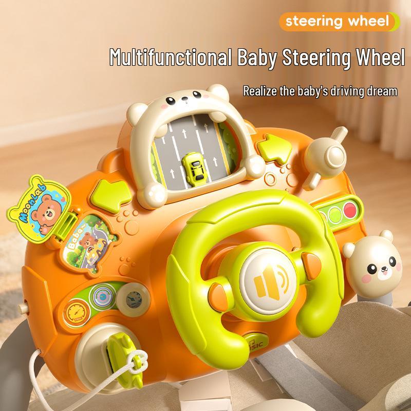 Little Bear Steering Wheel Simulated Sound & Light Educational Toy for Infants and Toddlers