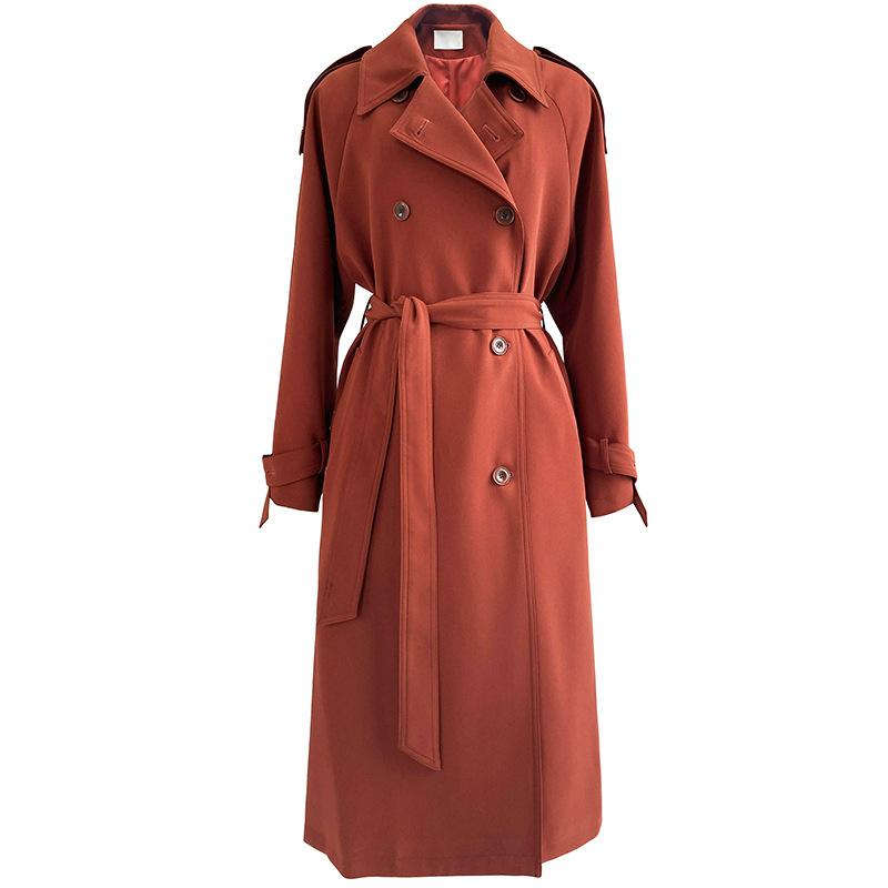 Women Trench Coat Spring Autumn Fashion Turn-down Collar Double Breasted Patchwork Long Trench Coat Slim Wind Coat