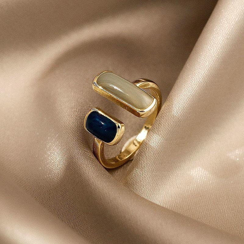 

Exquisite Simple Square Zircon Gold Color Open Rings For Woman 2024 Salary Goth Zircon Wedding Party Girls Luxury Student Ring