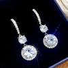 Huitan Cubic Zirconia Hanging Earrings for Women Silver Plated Luxury Elegant Crystal Dangle Earrings Wedding Classic