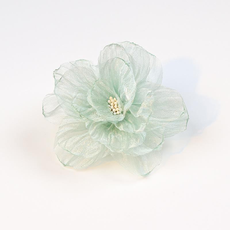 Handmade Burnt-Edge Three-Dimensional Flower Headdress Organza Fabric Flower Accessories for Clothing