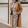 Autumn and winter new women's clothing long-sleeved lapel solid color double-breasted slim-fit coat coat
