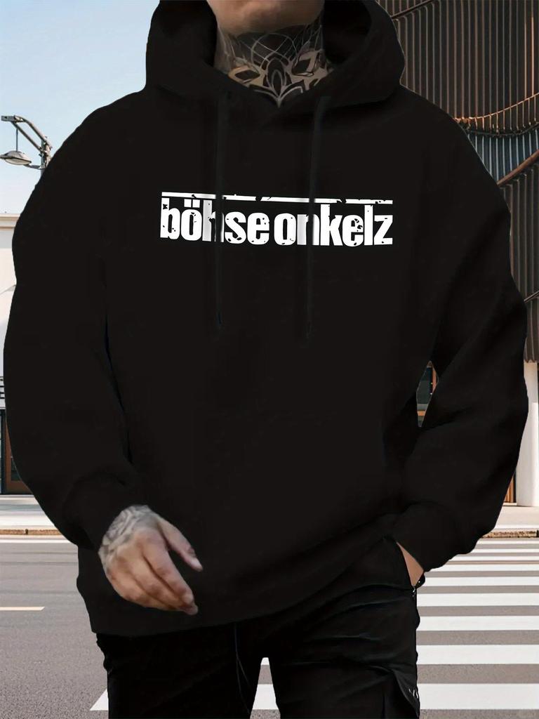 Men's casual hoodie with polar lining graphic print "Böhse Onkelz" outdoor jersey all-season jersey