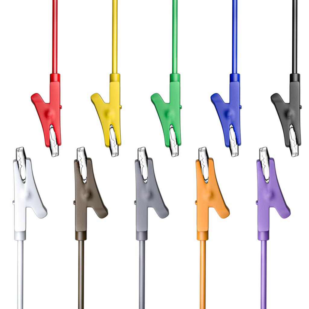 Cleqee Alligator Clip Cable Test Leads Crocodile Clip Jumper Wires (10-pack), Double-Ended (10 Colors/1M)