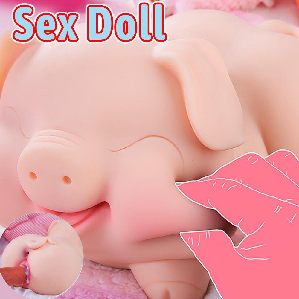 Männer Masturbationsbecher Doppelkanal Analsex Süßes Schweinchen Liebliche Puppe Weich Bestialität Erotisch Vaginal Anal Oralsex Taschenmuschi Weiblicher Sex Torso Erwachsenenspielzeug
