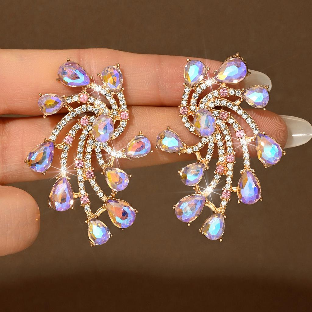 Luxury Elegant Rhinestone Flower Stud Earrings Female Exaggerated Retro Personality Design Elegant Temperament Earrings