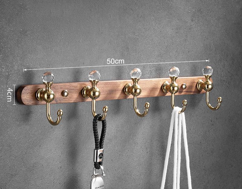 Brushed Gold/Black Bathroom Hook Walnut Wall Hanging Coat Hat Hook Row Hook Door Back Porch Row Hook Bathroom Hardware