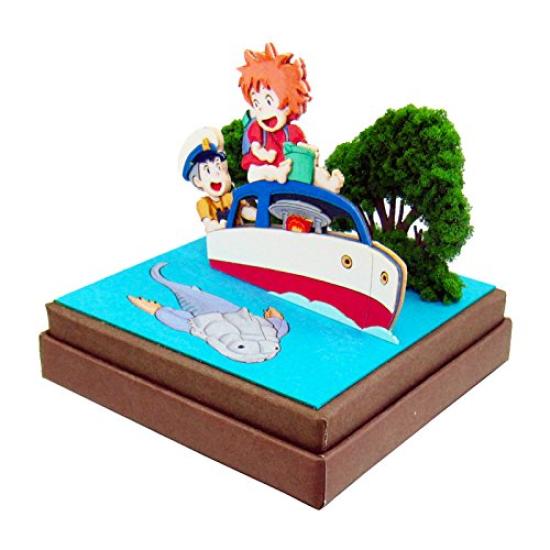 Sankei Studio Ghibli Mini Ponyo on the Cliff by the Riding the Pompom Paper Craft Sea, Boat, Non-scale MP07-40