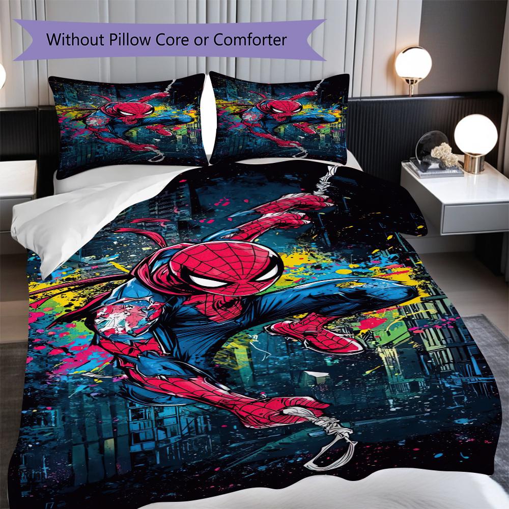 1PC Spider-Man pattern Bedding Quilt Set Quilt Cover Pillowcase Home Decoration Birthday Gift (1 * duvet cover + 2 * pillowcase, without core)