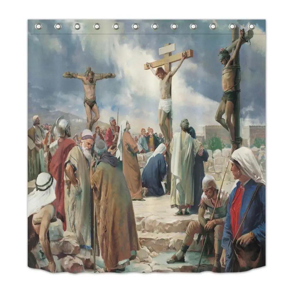 Jesus And His Disciples Shower Curtain Bible Stories Bathroom Waterproof Mildew Resistant Polyester Fabric For Bathtub Decor