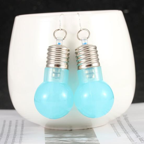 Silver Plated LED Bulb Lighting Hook Earrings Party Pub Club Women Jewelry Decor