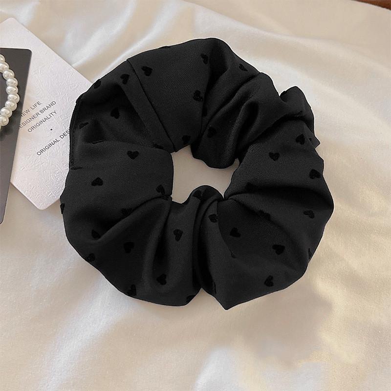 Polka Dot Haargummis Seil Damen Große Größe Herz Schleife Bedruckte Scrunchies Grau Schwarz Haarband Pferdeschwanzhalter Kopfschmuck