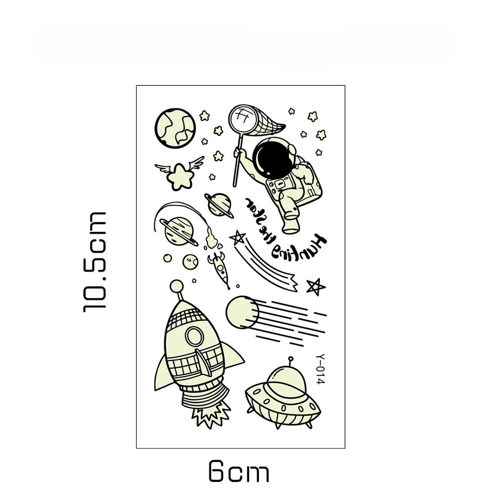 Children's Cartoon Glow-in-the-dark Tattoo with Fluorescent Green Waterproof Bonus Sticker