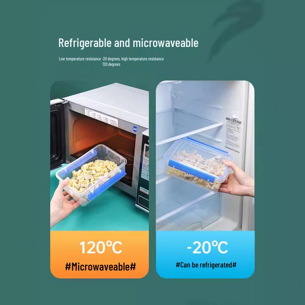 Rectangular Transparent Plastic Food Preservation Box for Refrigerator Storage