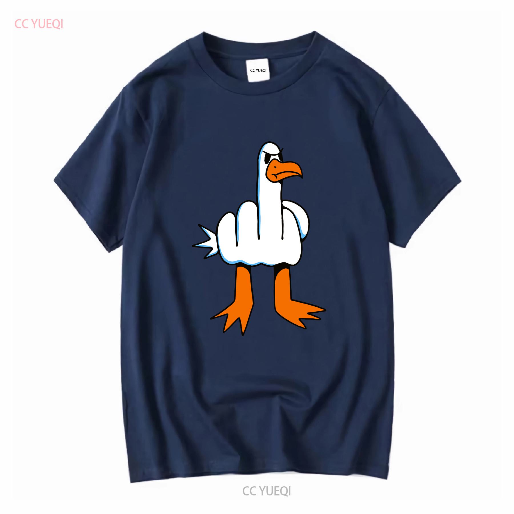 

Funny T Shirt Rude Seagull Design Middle Finger Birthday Top vintage Washed Breathable Versatile Slightly Casual Comfortable S