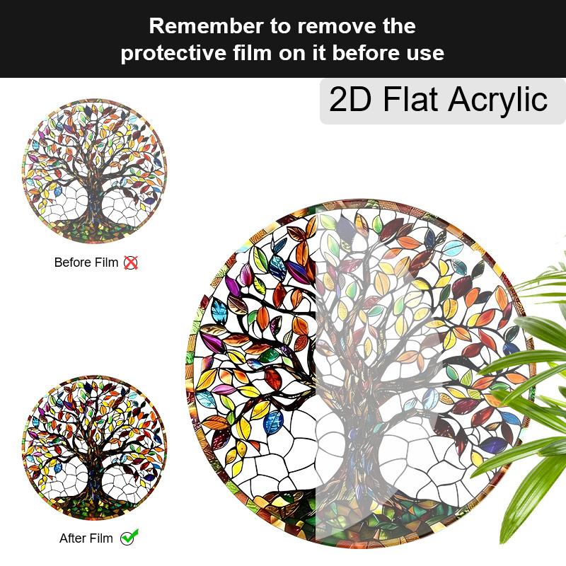 Acrylic Colorful Tree of Life Suncatcher Stained Glass Effect Window Hanging Ornament Nature Themed Gift for Home