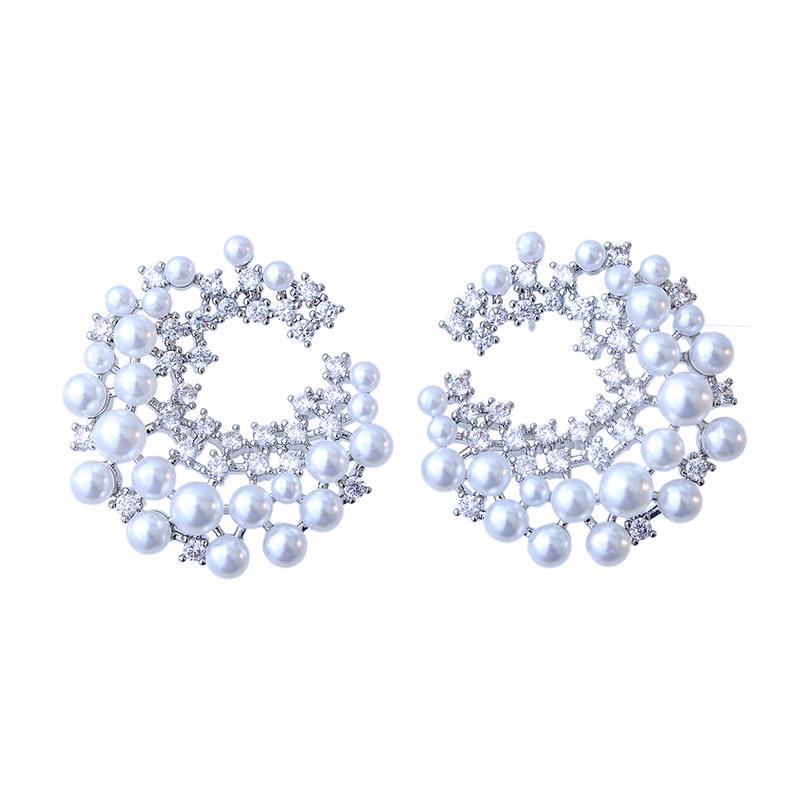 Elegant S925 Silver Circle Bead Zircon Stud Earrings - Versatile, High-End Design