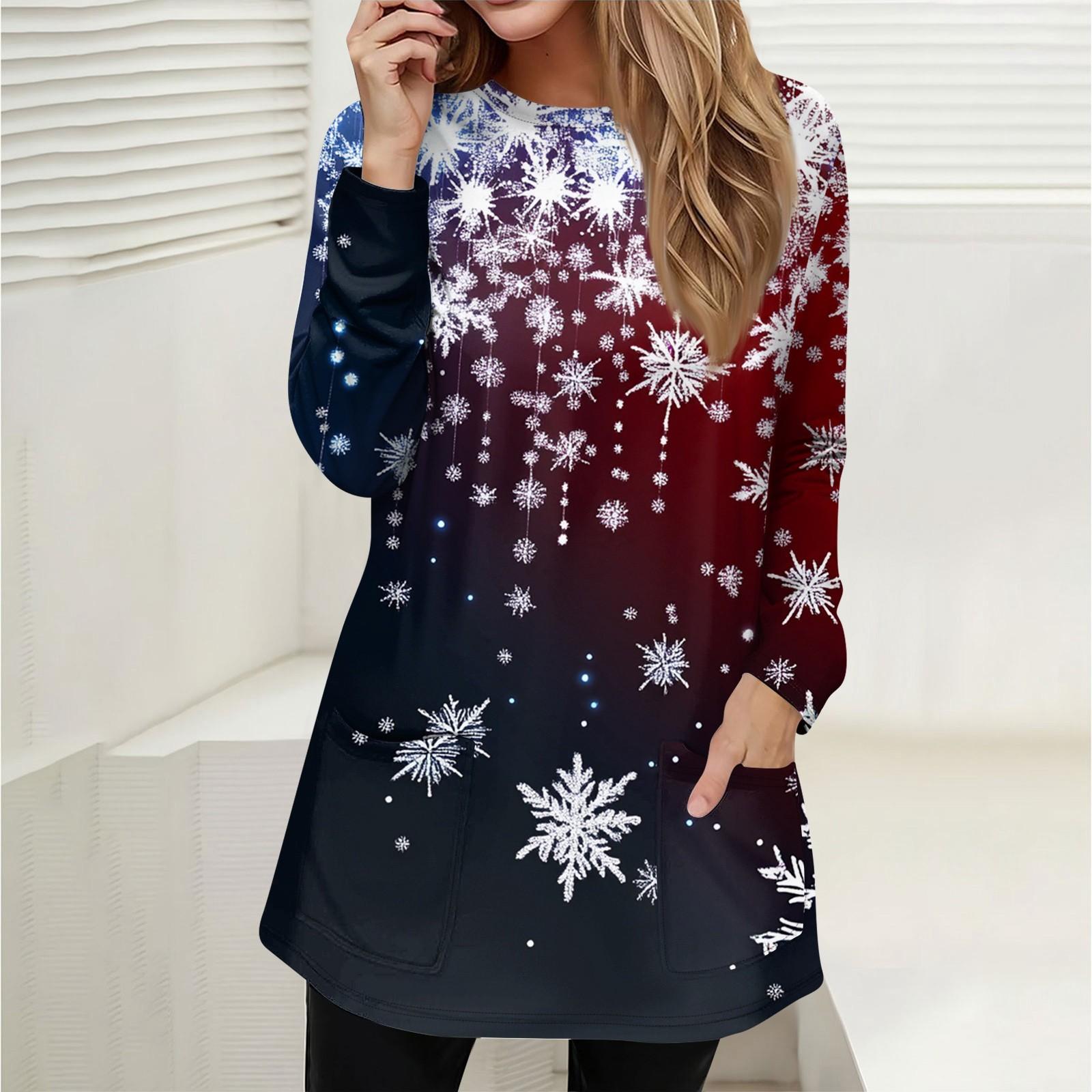 

Женская толстовка, пуловер, спортивная одежда, карман, рождественский принт, повседневный топ с круглым вырезом и длинными рукавами XXXL