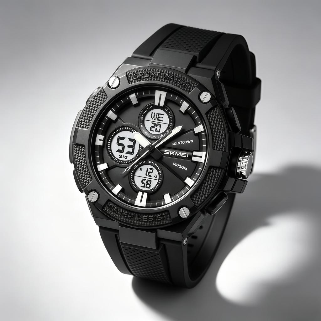 Skmei 2604 Relógio Digital Tático Masculino Verde Militar Hora Dupla Resistente à Água 50M