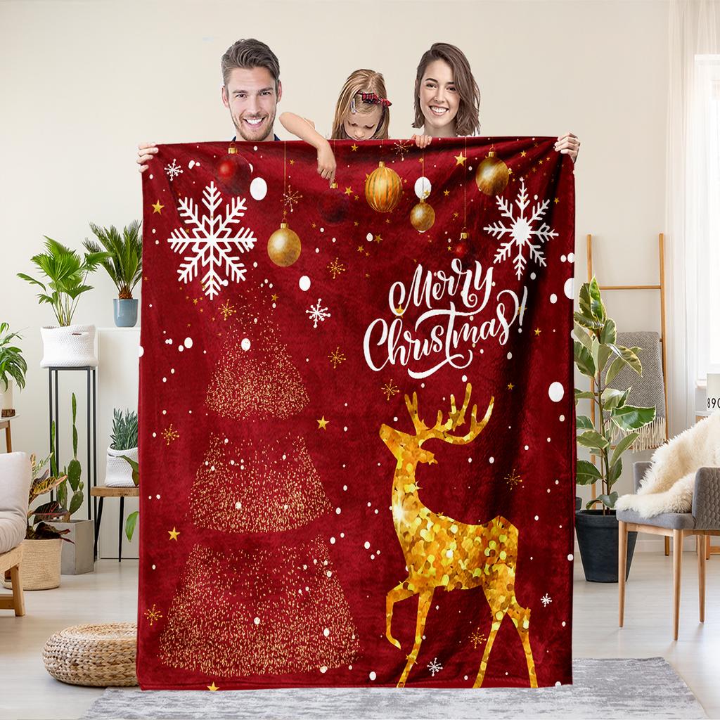Christmas Cartoon Series Printed Blanket for Sofa Travel Camping Living Room Office Conditioning Blanket for All Seasons Gifts