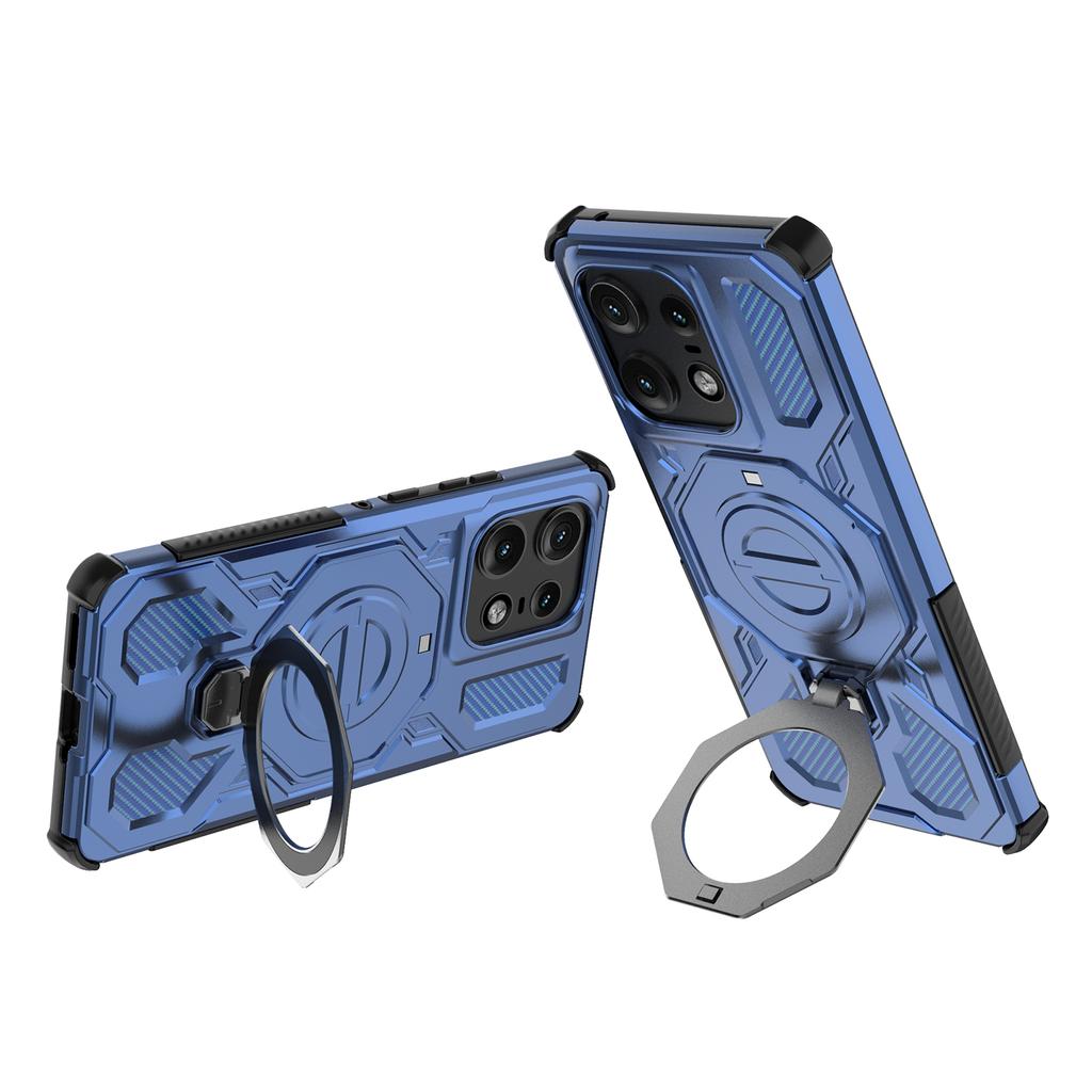 For Motorola Edge 50 Pro 5G Magnetic Case Rotating Metal Kickstand PC+TPU Phone Back Cover
