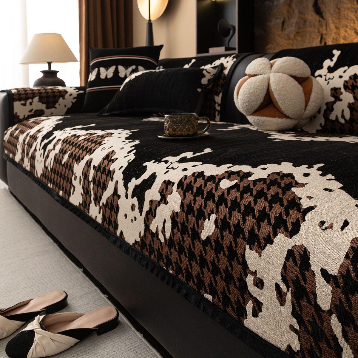 

Универсальная всесезонная противоскользящая подушка для дивана, многофункциональный чехол для дивана, подушка для сиденья в стиле легкой роскоши, полотенце для спинки, машинная стирка 70x70cm чёрный