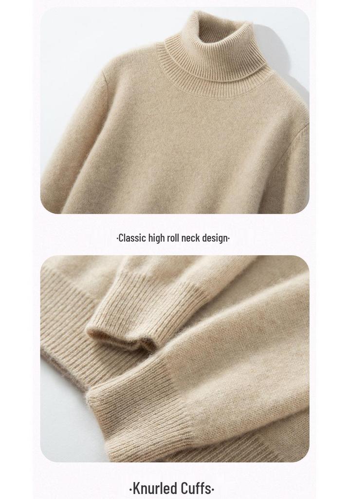 Women's Thickened Cashmere Knit Sweater: Long Sleeve, High Neck, Loose Fit Inner Layer for Autumn and Winter