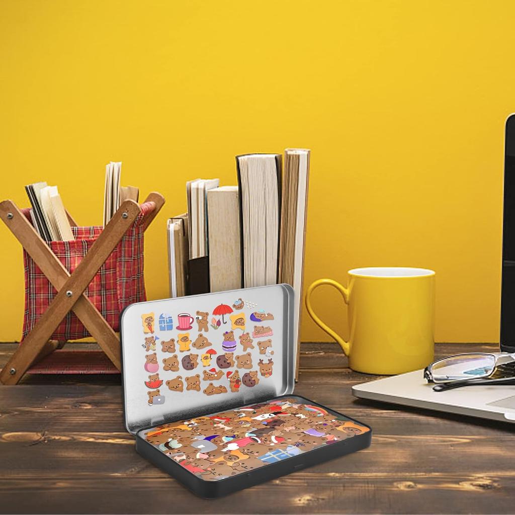 6 Pcs Metal Rectangular Hinged Tin Boxes with Lid, Mini Portable Empty Box Container, Small Black Tin with Lid for Home or Outdoor Active Storage