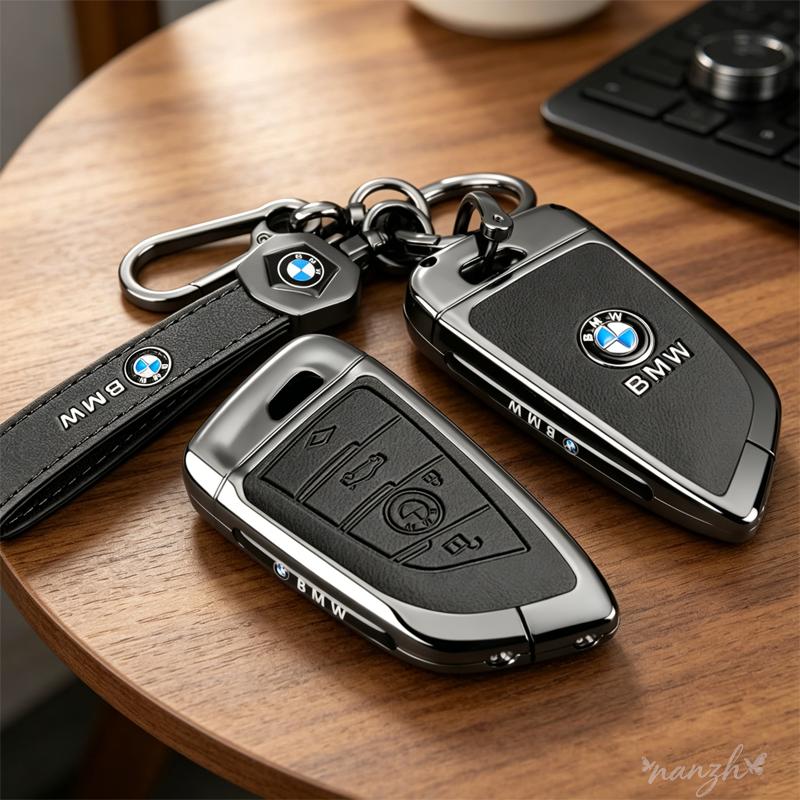 Keychain Alloy+Leather Car Smart Remote Key Shell Fahshion Protector Bag For BMW 1 2 3 4 5 6 7 8 M5 X1 X2 X3 X4 X5 X6 X7 RW6