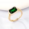 Vintage Rectangle Emerald Diamond Ring Light Luxury Twisted Spiral Ring Titanium Steel Plated Jewelry Women
