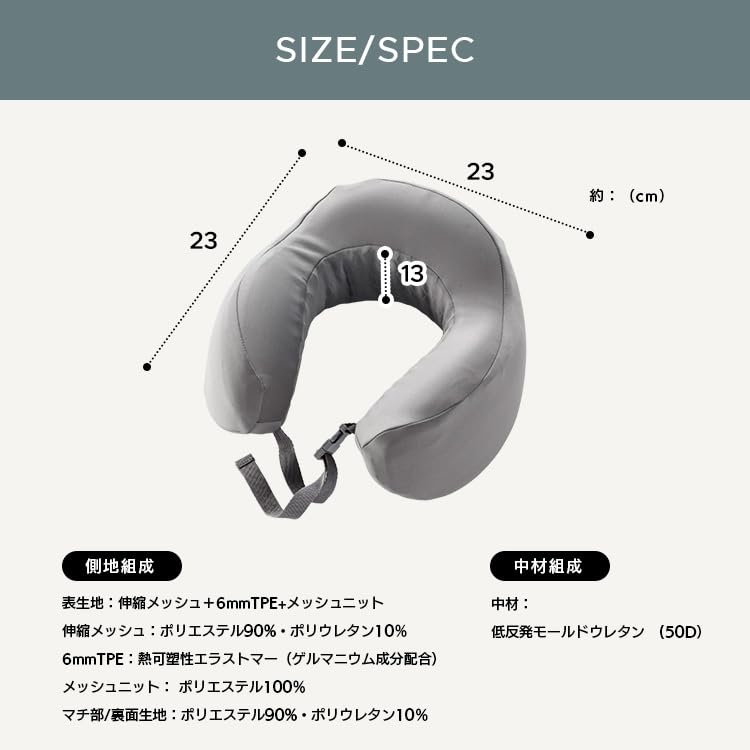 FluffyPlus Memory Foam Molded Neck Pillow (PillowGray) with Carrying Bag, Breathable, Pressure Dispersion, Floating Feeling, Fit, Washable Cover,