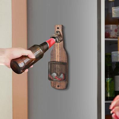 Mounted Bottle Opener Vintage Wooden Wall Mounted Bottle Opener Wooden Kitchen Gadget Space Saving Home Decor For Man Woman &