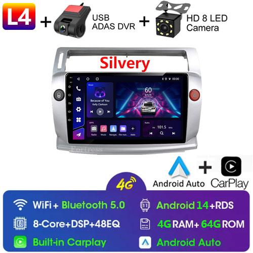 Android 14 Car Radio for Citroen C4 C-Triomphe C-Quatre 2004-2009 Multimedia Video Player Navigation GPS Carplay 4G QLED Screen