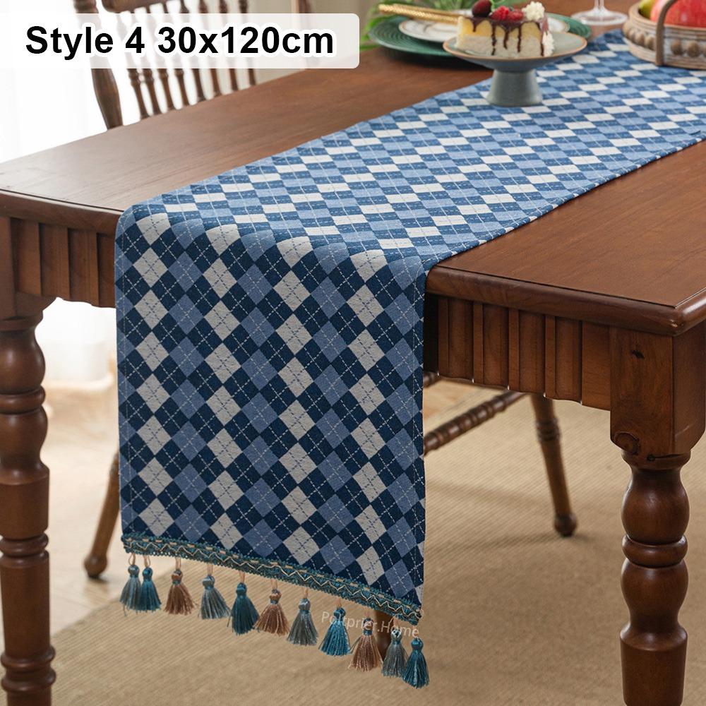 1Pcs Cotton Linen Table Runner 30x120cm 30x140cm Farmhouse Rustic Table Cloth with Tassel Rural Decor Tablecloth
