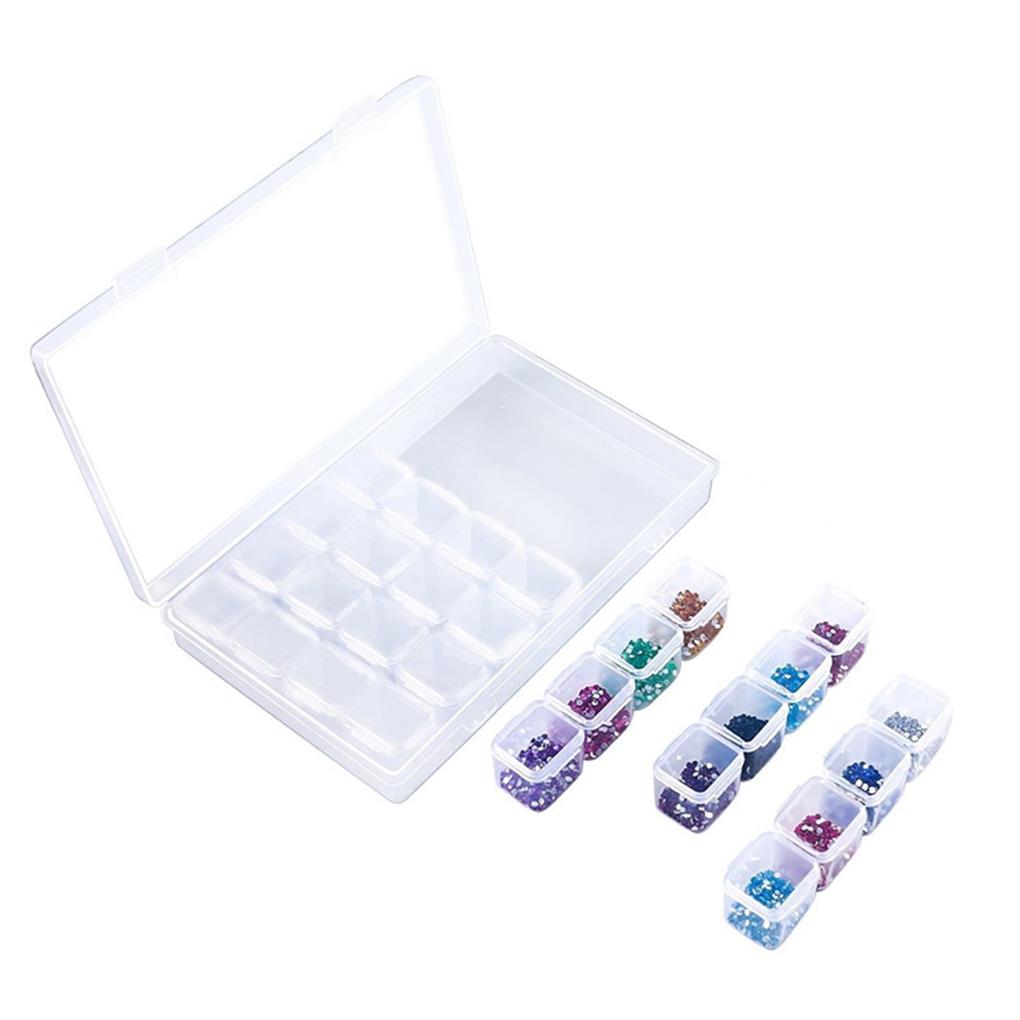 ABS Crystal Embroidery Storage Box Rectangular 28 Grid Adjustable Detachable Salon Manicure Rivet Container Case