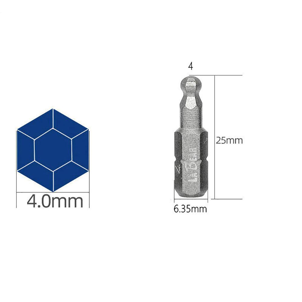 3Pcs Magnetic 1/4 Inch Ball Screwdriver Bits Auto Repair Tools 25mm Length Screwdriver Head 3mm 4mm 5mm 6mm
