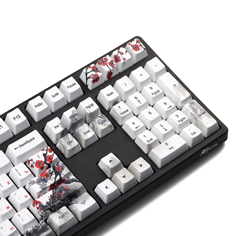 110 kláves OEM profil DYE-Sub Květinová švestka PBT Keycap Sublimační tisk s 1,75U 2U Shift 6,25U Mezerník