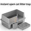Fully Enclosed Cat Litter Box Stainless Steel Large Size Cats Litter Boxes Top Entry Open Exit Cat Toilet Scoop Pet Supplies