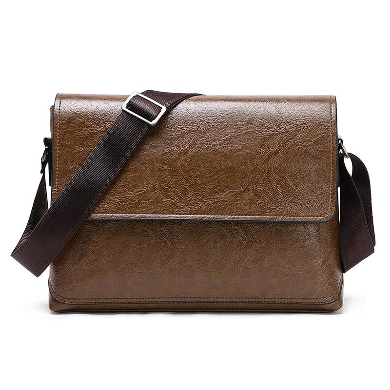 Men's Leather Bag Business Casual Single Shoulder Cross Bag Multi-functional Solid Color Briefcase
