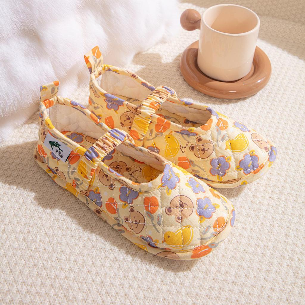 Maternity Non-Slip Breathable Cotton Slippers: Soft, Closed Heel, Thin Style for Home and Wood Floors.