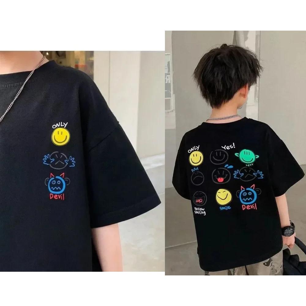 Summer Fashion Simple Short Sleeve TShirt for Children Cotton Casual Versatile Top for Girls And Boys
